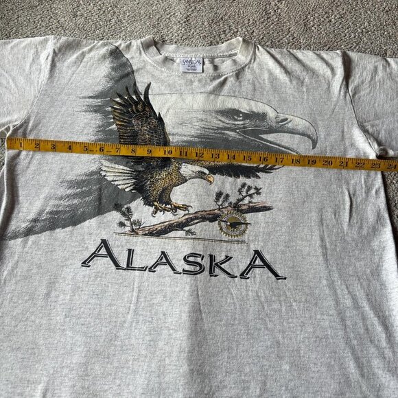 VTG 90's Alaska Nature Graphic T-Shirt Mens XL Gray Double Sided Bald Eagle - Picture 6 of 6